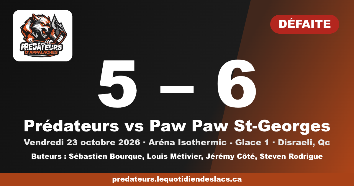 Prédateurs vs Paw Paw St-Georges (5-6)